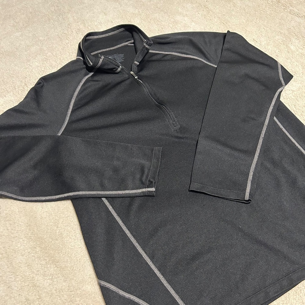 REI Polar Tech Quarter Zip Pullover Mens Large Black Long Sleeve Base Layer